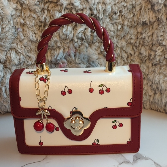 Handbags - Two-Tone Cherry Mini Bag in Cream and Burgundy